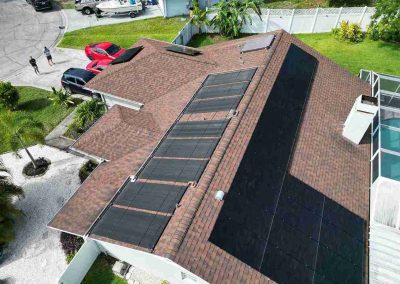 Roof with Solar Panels and Solar Thermal System