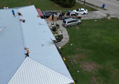 Solar Installation Setup with Safety Measures on Roof