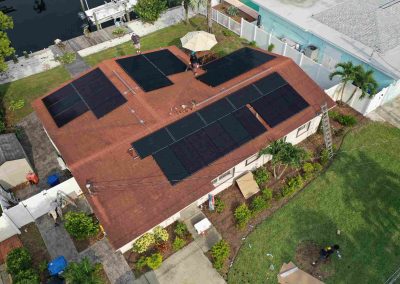 Solar Panel Array Completed on Residential Red Roof