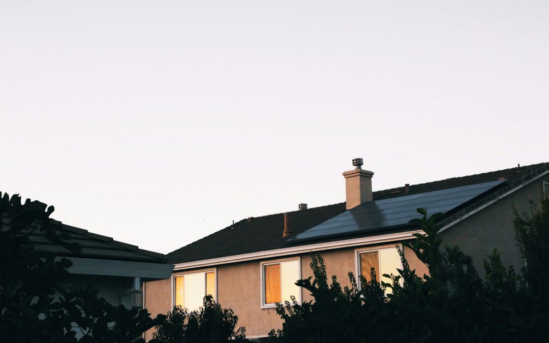 Home with a fully installed rooftop solar panel system under a prepaid solar lease agreement